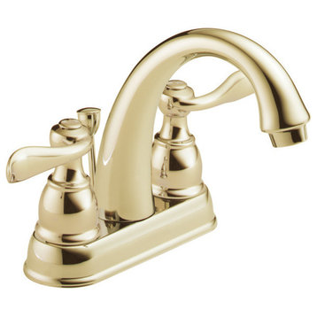 Delta Windemere Two Handle Centerset Bathroom Faucet, Polished Brass, B2596LF-PB