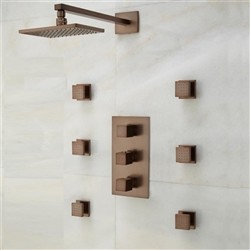 Reno Oil Rubbed Bronze Finish Shower System with Adjustable Body Jets, Thermosta - Showerheads And Body Sprays