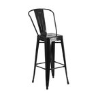 Flash Furniture 30" High Black Metal Indoor-Outdoor Barstool With Back