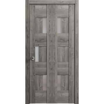 Closet Bi-fold Doors 72 x 80, 6933 Nebraska Grey & Frosted Glass