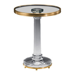 Inviting Home Inc. - Crystal Table, Brass Trim - Side Tables And End Tables