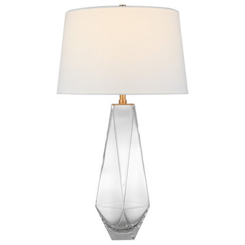 Gemma Medium Table Lamp in Clear Glass with Linen Shade