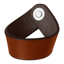 Walnut Studiolo - Leather Drawer Pull, The Fremont, Honey, Nickel - Cabinet And Drawer Handle Pulls