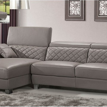 Italian Gray Leather Sectional Sofa Modern Design