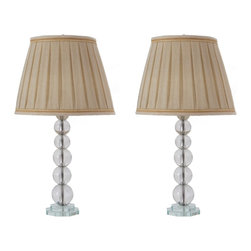 PAIR OF MCM LAMPS STACKED GLASS SPHERES WITH BEVELED GLASS BASES - Products