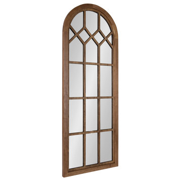 Gilcrest Windowpane Framed Mirror, Rustic Brown 18x47
