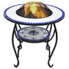 vidaXL Mosaic Fire Pit Table Blue/White 26.8" Ceramic
