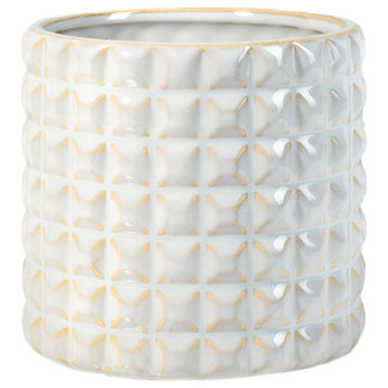 Serene Spaces Living White Studded Ceramic Cylinder Vase, Small