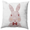 Monochrome Bunny Easter Decorative Throw Pillow, Ligonberry Red, 18x18"