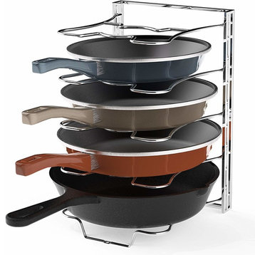 Kitchen Cabinet 5 Adjustable Compartments Pan and Pot Lid Organizer Rack Holder