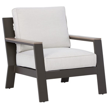 Patio Lounge Chair, Aluminum and HDPE Frame With Comfortable Padded Seat, Taupe