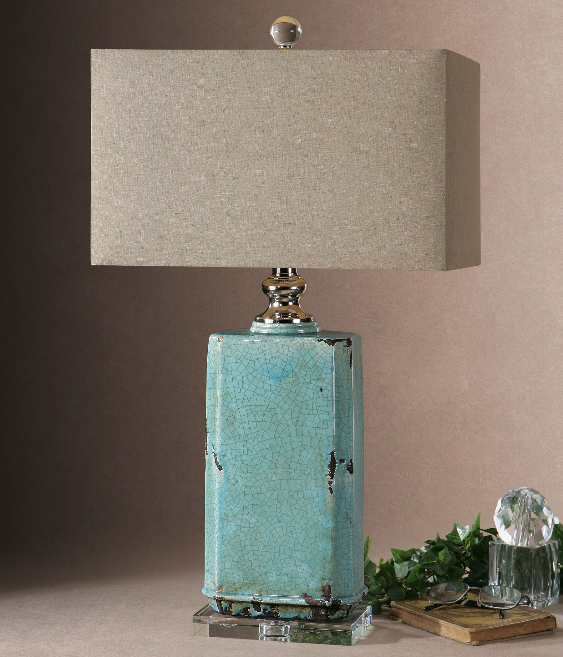 Uttermost Adalbern Blue Crackle Lamp