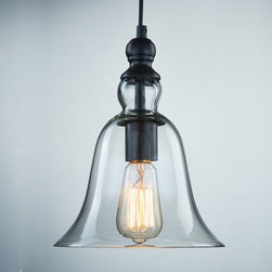 Ecopower 1 Light Vintage Hanging Big Bell Glass Shade Ceiling Lamp Pendent Fixtu - Pendant Lighting