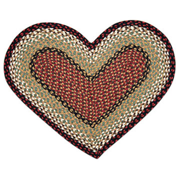 Burgundy/Mustard Heart Braided Rug, 20"x30"
