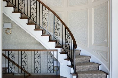 Inspiration for a large eclectic dark wood floor entryway remodel in DC Metro with gray walls and a dark wood front door