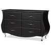 Enzo Modern and Contemporary Black Faux Leather 6-Drawer Dresser