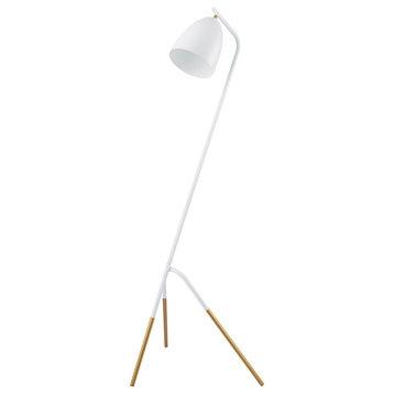 Westlinton 1 Light Floor Lamp, White and Gold Leaf
