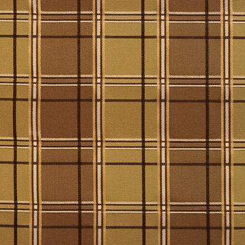 Green And Brown Multi Color Plaid Faux Silk Upholstery Fabric By The Yard