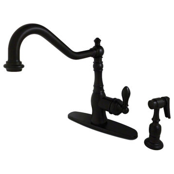 Gourmetier Single-Handle Kitchen Faucet With Brass Sprayer, Oil Rubbed Bronze