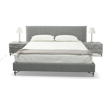 Nova Domus Aria Italian Multi Grey Bed and Two Nightstands, Queen