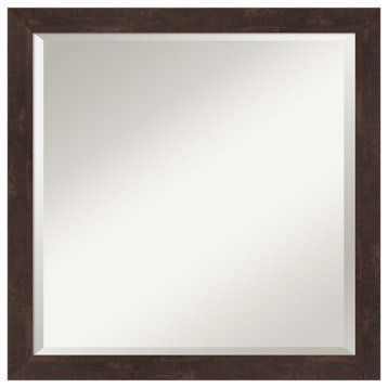 Fresco Dark Walnut Beveled Wood Wall Mirror 22.5 x 22.5 in.