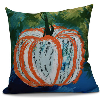 Artistic Pumpkin Geometric Print Pillow, Orange, 20"x20"