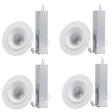 4Pack 5CCT Commercial Trimless 1" LED Recessed Light With J-Box, Dimmable