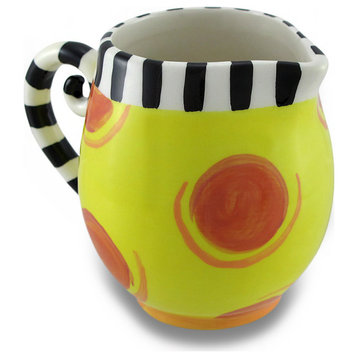 Colorful and Whimsical Circles and Stripes Ceramic Creamer Server