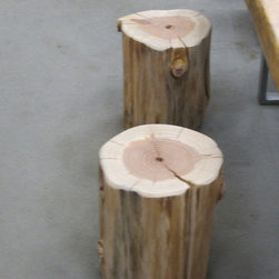 Rustic Redwood Custom Stools - Living Room Furniture