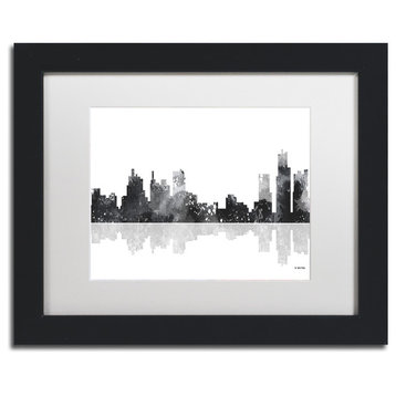 Watson 'Detroit Michigan Skyline BG-1' Art, Black Frame, 11"x14", White Matte