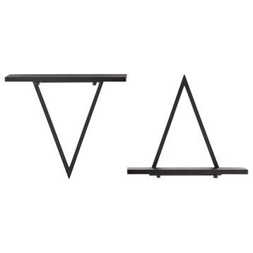 Danya B. Decorative Triangle Accent Wall Shelf Reversible, Black/Black