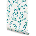 Accentuwall - Branch Flower Peel and Stick Vinyl Wallpaper, Teal, 24"w X 60"h - Branch Flower peel & stick vinyl wallpaper. This re-positionable wallpaper is designed and made in our studios in New Jersey. The designs are printed onto an adhesive backed vinyl that can be removed, repositioned and reused over and over again. They do not leave any residue on your walls and are ideal for DIY room makeovers without the mess and headaches of traditional wallpaper.