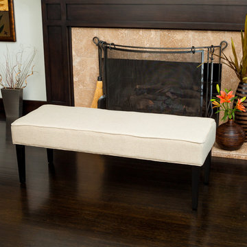 Contemporary Living Space Featuring Beige Ottoman