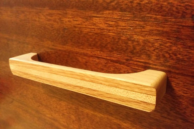 Maple Wood Cabinet Pull and Knob with Oak Inlay
