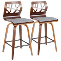 Folia Counter Stool, Set of 2, Light Gray Fabric