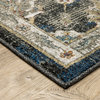 Vander Traditional Oriental Power-Loomed Area Rug, Charcoal/Blue, 9'10"x12'10"