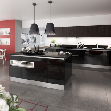 kitchen red and black