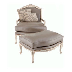 "Silver" Leather Chair & Ottoman - Armchairs And Accent Chairs
