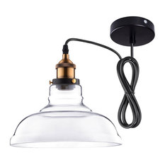1-Light 11" Industrial Glass Pendant Light Hanging Light Fixture Vintage