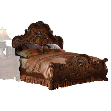 Jazlyn Ornamental Baroque Standard Bed, Cherry Oak, Queen