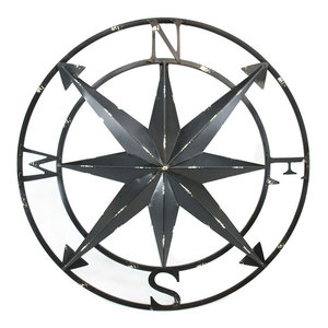 Compass Rose Chrome Finish 12/" Aluminum Windrose Nautical Wall Hanging Decor New