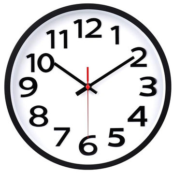 Wall Clock 12" Silent Non-Ticking Big Numbers Easy to Read Wall Clocks