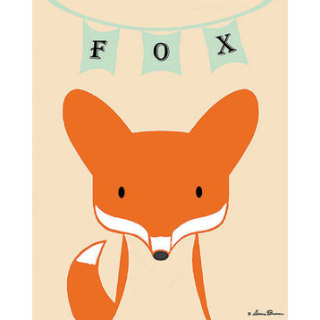 Mod Fox in Cream, Ready To Hang Canvas Kid's Wall Decor, 8 X 10
