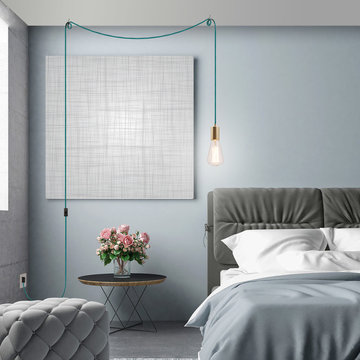 1-Light Plug-In Exposed Socket Pendant, 15-ft Teal Cloth Cord, In-Line On/Off Ro