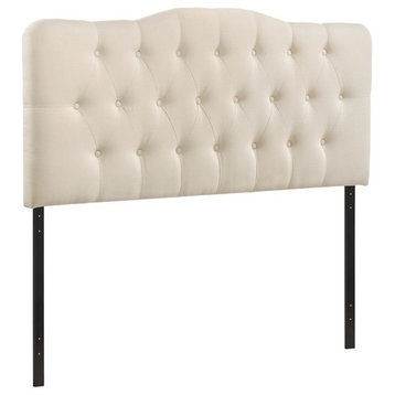 Roseberry Kids Modern Fabric Queen Tufted Panel Headboard in White