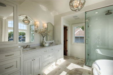 Example of a beach style bathroom design in Minneapolis