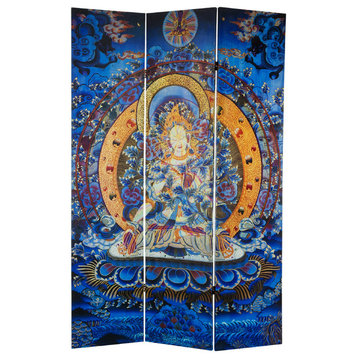6' Tall Radiant Tara Tibetan Double Sided Canvas Room Divider