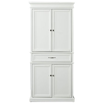 Crosley Furniture Parsons Wood 4 Door Classic Pantry in White