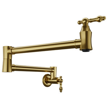 Marca 360-Degree 24" Wall Mounted Pot Filler With Dual Swivel, Brushed Gold