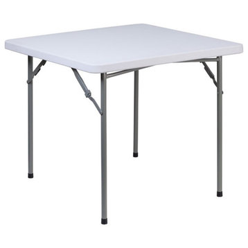 Flash Furniture 33.75" Square Plastic Folding Table in Granite White